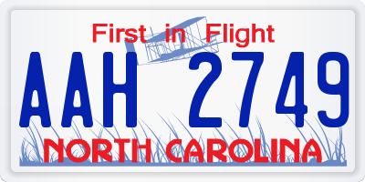 NC license plate AAH2749