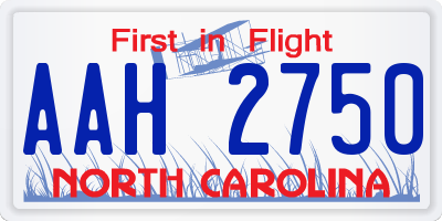 NC license plate AAH2750