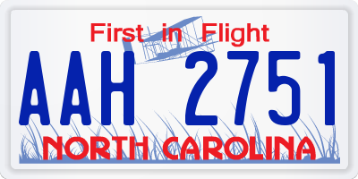 NC license plate AAH2751
