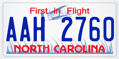 NC license plate AAH2760