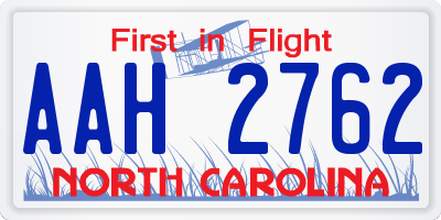NC license plate AAH2762