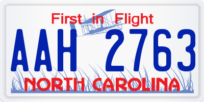 NC license plate AAH2763