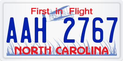 NC license plate AAH2767