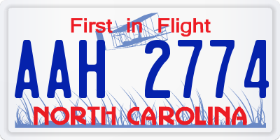 NC license plate AAH2774