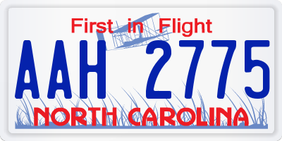 NC license plate AAH2775