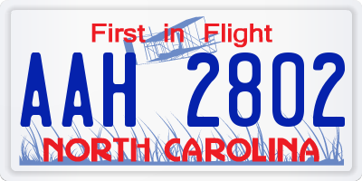NC license plate AAH2802