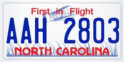 NC license plate AAH2803