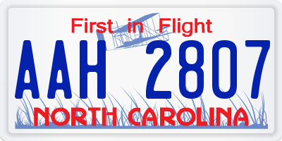 NC license plate AAH2807