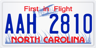 NC license plate AAH2810