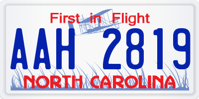 NC license plate AAH2819