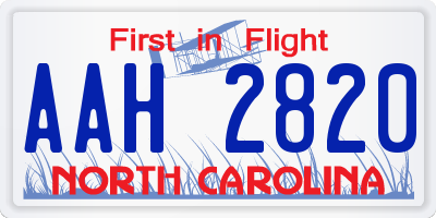 NC license plate AAH2820