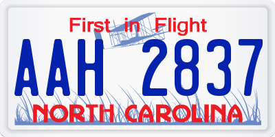 NC license plate AAH2837