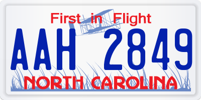 NC license plate AAH2849