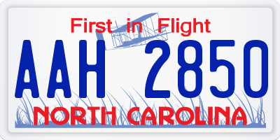 NC license plate AAH2850