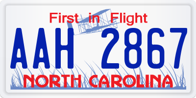 NC license plate AAH2867