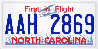 NC license plate AAH2869