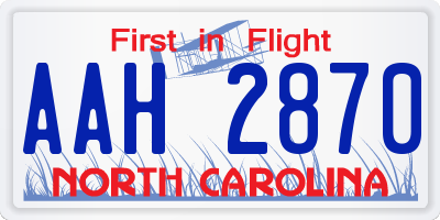 NC license plate AAH2870