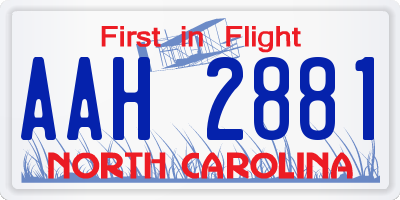 NC license plate AAH2881