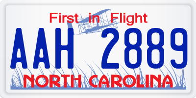NC license plate AAH2889