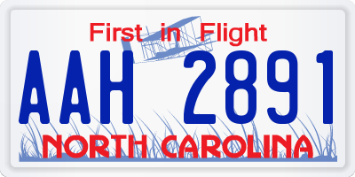 NC license plate AAH2891
