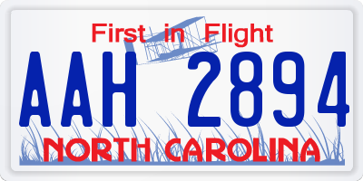 NC license plate AAH2894