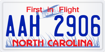 NC license plate AAH2906