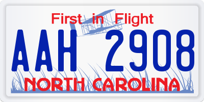NC license plate AAH2908