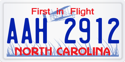 NC license plate AAH2912