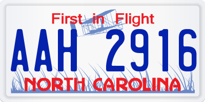 NC license plate AAH2916