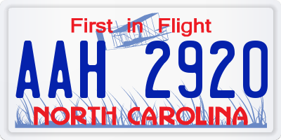 NC license plate AAH2920