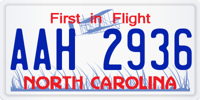 NC license plate AAH2936