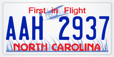 NC license plate AAH2937