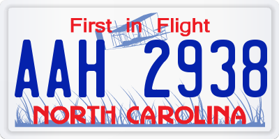 NC license plate AAH2938