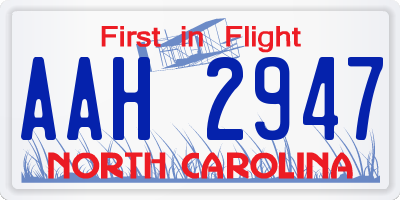 NC license plate AAH2947