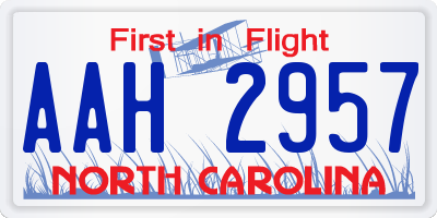 NC license plate AAH2957