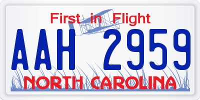 NC license plate AAH2959