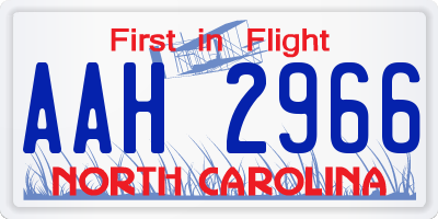 NC license plate AAH2966
