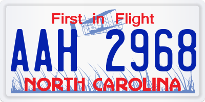 NC license plate AAH2968
