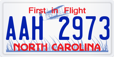 NC license plate AAH2973