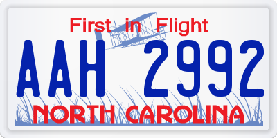 NC license plate AAH2992
