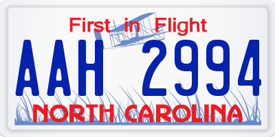 NC license plate AAH2994