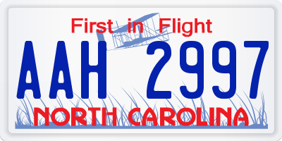NC license plate AAH2997