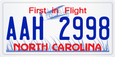 NC license plate AAH2998