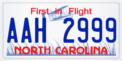 NC license plate AAH2999