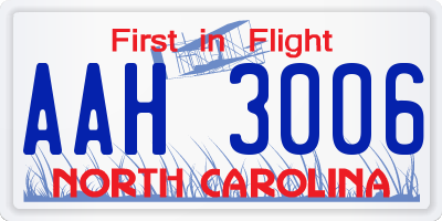NC license plate AAH3006