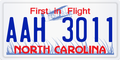 NC license plate AAH3011