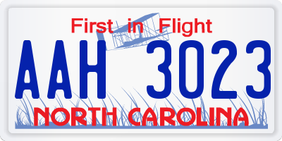 NC license plate AAH3023
