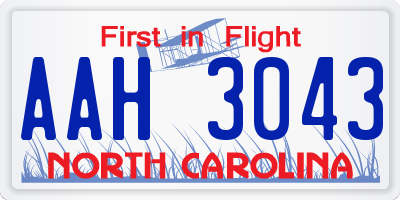 NC license plate AAH3043