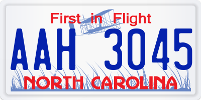 NC license plate AAH3045