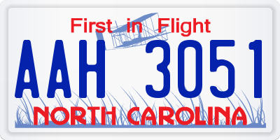 NC license plate AAH3051